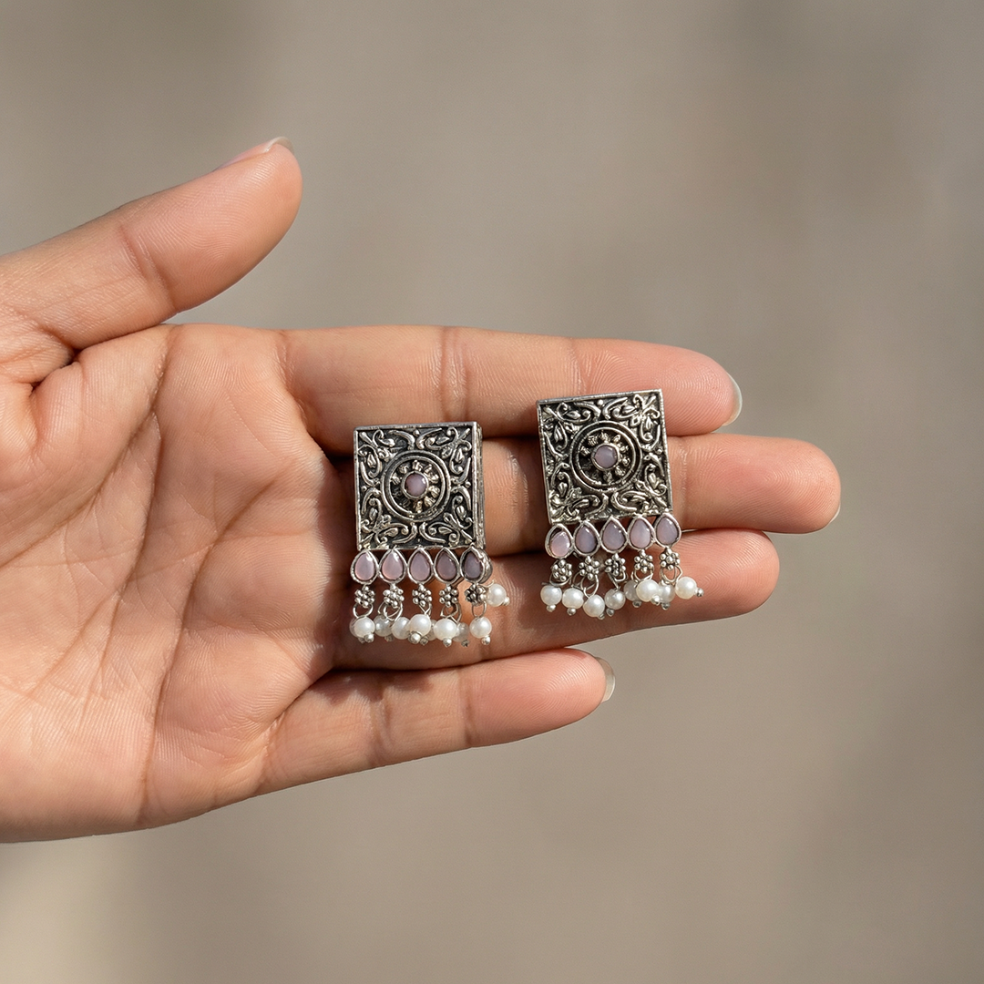 Premium Oxidised Square Stud Earrings