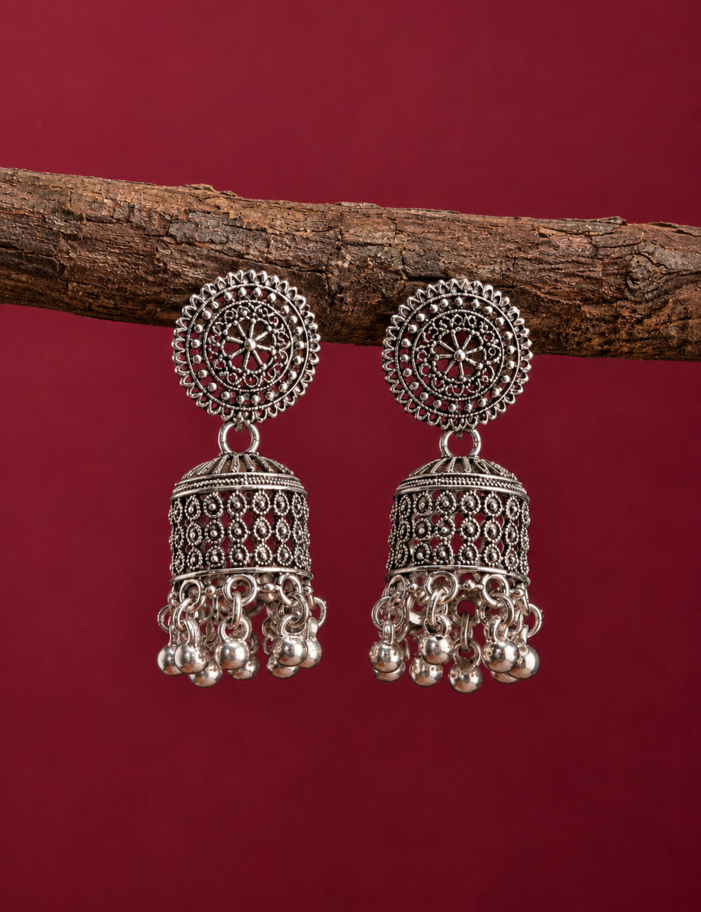 Lightweight Oxidized Jhumka Earrings for Daily Wear