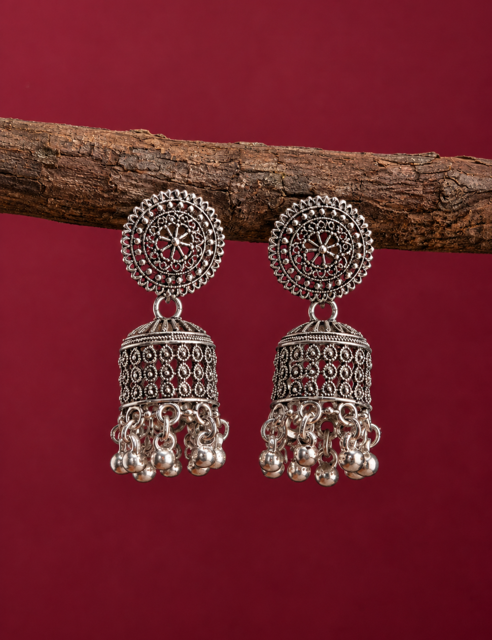 Lightweight Oxidized Jhumka Earrings for Daily Wear