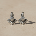 Oxidized Silver Peacock Stud Earrings