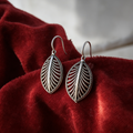 Oxidized Silver Leaf Drop Earring