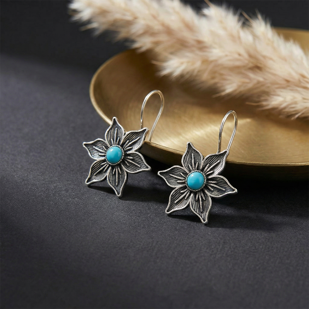 Vintage Flower Hook Earrings for Women