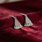 Oxidized Silver Cone Shaped Dangle Earrings with Beads