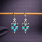 Oxidized Silver Blue Stone Drop Earrings